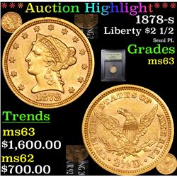 ***Auction Highlight*** 1878-s Gold Liberty Quarter Eagle $2 1/2 Graded Select Unc By USCG (fc)