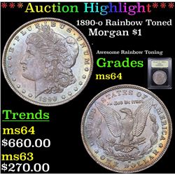 ***Auction Highlight*** 1890-o Rainbow Toned Morgan Dollar $1 Graded Choice Unc By USCG (fc)