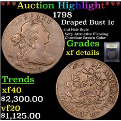 ***Auction Highlight*** 1798 Draped Bust Large Cent 1c Graded xf details By USCG (fc)