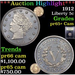 ***Auction Highlight*** 1912 Liberty Nickel 5c Graded GEM+ Proof Cameo By USCG (fc)