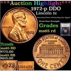 ***Auction Highlight*** 1972-p DDO Lincoln Cent 1c Graded GEM Unc RD By USCG (fc)