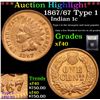Image 1 : ***Auction Highlight*** 1867/67 Type 1 Indian Cent 1c Graded xf By USCG (fc)