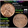 Image 1 : ***Auction Highlight*** 1912-s Lincoln Cent 1c Graded Choice+ Unc BN By USCG (fc)
