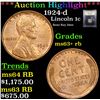 Image 1 : ***Auction Highlight*** 1924-d Lincoln Cent 1c Graded Select+ Unc RB By USCG (fc)