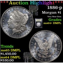 ***Auction Highlight*** 1886-p Morgan Dollar $1 Graded Choice Unc+ DMPL By USCG (fc)