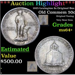 ***Auction Highlight*** 1925 Lexington In Original Box Old Commem Half Dollar 50c Grades Choice+ Unc