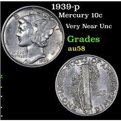 1939-p Mercury Dime 10c Grades Choice AU/BU Slider