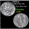 Image 1 : 1939-p Mercury Dime 10c Grades Choice AU/BU Slider