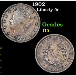 1902 Liberty Nickel 5c Grades f+