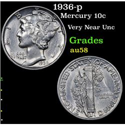 1936-p Mercury Dime 10c Grades Choice AU/BU Slider