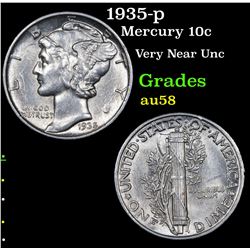 1935-p Mercury Dime 10c Grades Choice AU/BU Slider