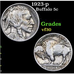 1923-p Buffalo Nickel 5c Grades vf++
