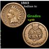 Image 1 : 1863 Indian Cent 1c Grades vg+