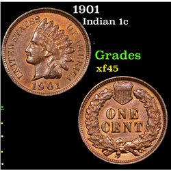 1901 Indian Cent 1c Grades xf+