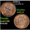Image 1 : 1920-p Lincoln Cent 1c Grades Select Unc RB