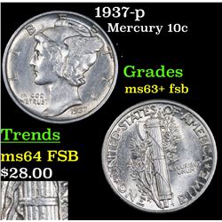 1937-p Mercury Dime 10c Grades Select Unc+ FSB