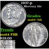 Image 1 : 1937-p Mercury Dime 10c Grades Select Unc+ FSB