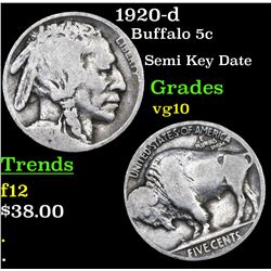 1920-d Buffalo Nickel 5c Grades vg+