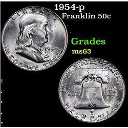 1954-p Franklin Half Dollar 50c Grades Select Unc