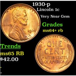 1930-p Lincoln Cent 1c Grades Choice+ Unc RB