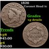Image 1 : 1826 Coronet Head Large Cent 1c Grades vg details