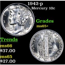 1942-p Mercury Dime 10c Grades GEM+ Unc