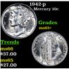Image 1 : 1942-p Mercury Dime 10c Grades GEM+ Unc