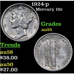 1924-p Mercury Dime 10c Grades Choice AU
