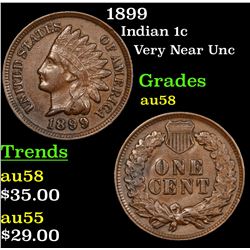 1899 Indian Cent 1c Grades Choice AU/BU Slider