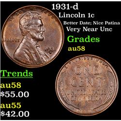 1931-d Lincoln Cent 1c Grades Choice AU/BU Slider