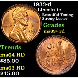 1933-d Lincoln Cent 1c Grades Select+ Unc RD