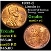 Image 1 : 1933-d Lincoln Cent 1c Grades Select+ Unc RD