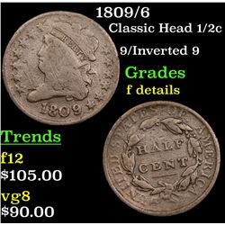 1809/6 Classic Head half cent 1/2c Grades f details