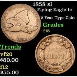 1858 sl Flying Eagle Cent 1c Grades f+
