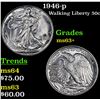 Image 1 : 1946-p Walking Liberty Half Dollar 50c Grades Select+ Unc