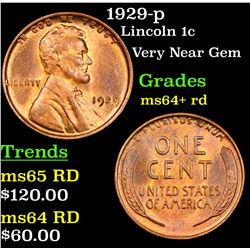 1929-p Lincoln Cent 1c Grades Choice+ Unc RD