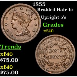 1855 Braided Hair Large Cent 1c Grades xf