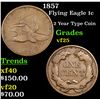 Image 1 : 1857 Flying Eagle Cent 1c Grades vf+