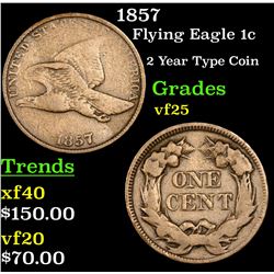 1857 Flying Eagle Cent 1c Grades vf+