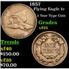 Image 1 : 1857 Flying Eagle Cent 1c Grades vf+