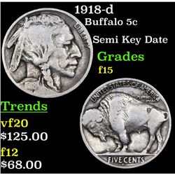 1918-d Buffalo Nickel 5c Grades f+