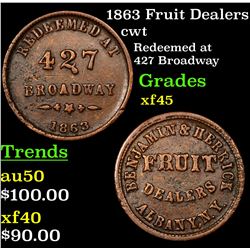 1863 Fruit Dealers Civil War Token 1c Grades xf+