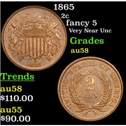 1865 Two Cent Piece 2c Grades Choice AU/BU Slider