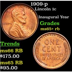 1909-p Lincoln Cent 1c Grades Gem+ Unc RB