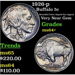 1926-p Buffalo Nickel 5c Grades Choice+ Unc