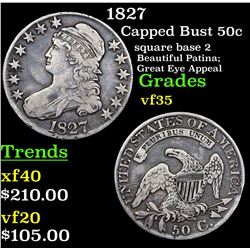 1827 Capped Bust Half Dollar 50c Grades vf++