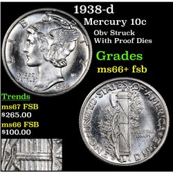 1938-d Mercury Dime 10c Grades GEM++ FSB