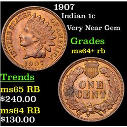 1907 Indian Cent 1c Grades Choice+ Unc RB
