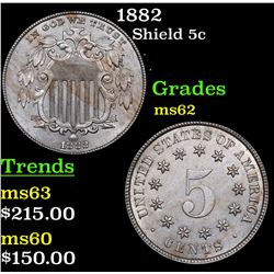 1882 Shield Nickel 5c Grades Select Unc