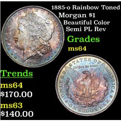 1885-o Rainbow Toned Morgan Dollar $1 Grades Choice Unc
